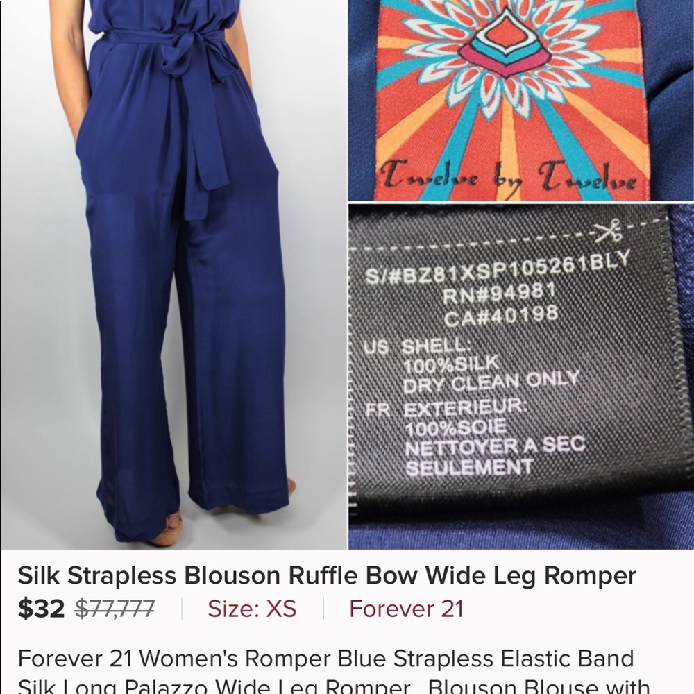 Silk Strapless Blouson Ruffle Bow Jumpsuit - Picture 6 of 6
